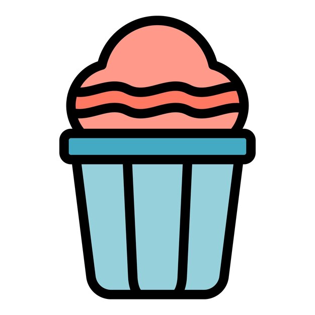 Icono de pastel de muffin Contorno icono de vector de pastel de muffin para diseño web aislado en color plano de fondo blanco