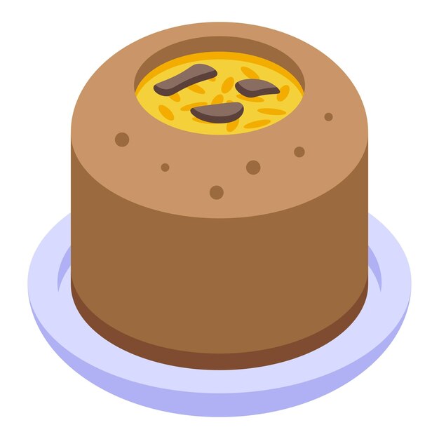 Icono de pastel pilaf vector isométrico comida arroz plato de vacaciones