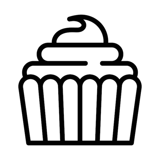 El icono del pastel de taza es un signo de conjunto de contornos