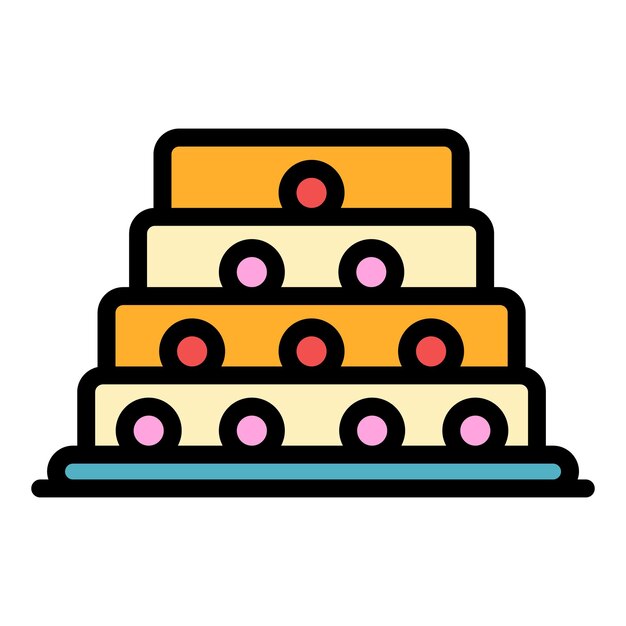 Icono de pastel de vainilla Contorno del icono vectorial del pastel de vanilla Color plano aislado