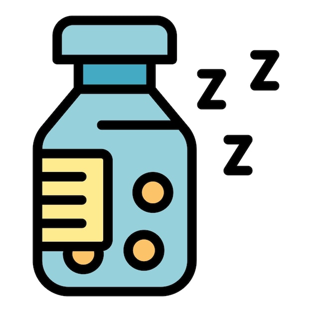 Icono de pastillas para dormir Contorno Icono de vector de pastillas para dormir para diseño web aislado en color plano de fondo blanco
