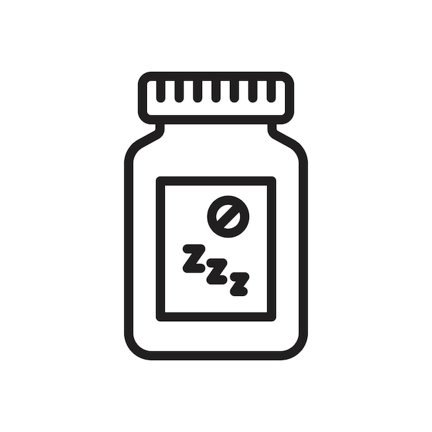 El icono de las pastillas para dormir tiene un contorno delgado y simple.