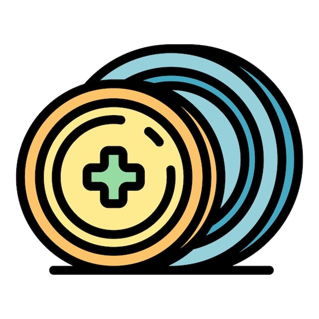 Icono de pastillas para la enfermedad de las amígdalas Contorno de pastillas de la enfermedad de la amígdala Icono vectorial de color plano aislado