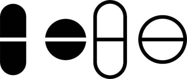Vector icono de pastillas signo o símbolo en estilo glifo y línea aislado en fondo transparente