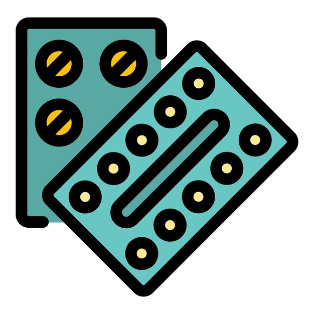 El icono de las pastillas de vitaminas El contorno de las píldoras de vitaminas El icono vectorial El color es plano y aislado