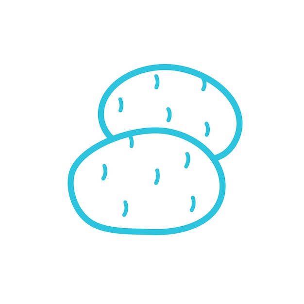Icono de patata aislado sobre fondo blanco del conjunto de iconos azules
