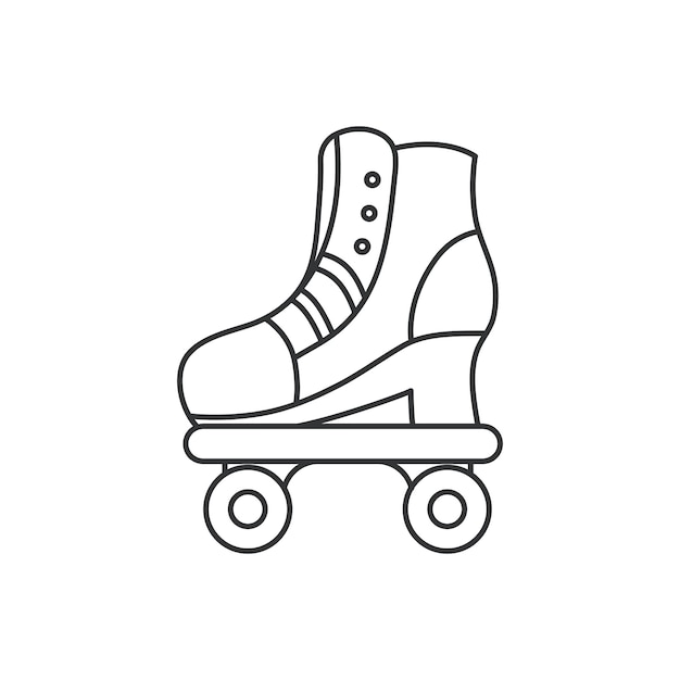 Icono de patín con ilustración de bota en estilo de esquema en diseño retro de los años 70