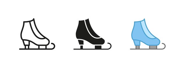 Ícono de patines de hielo Ilustración vectorial de patinaje de invierno Símbolo de equipo profesional Recreación de velocidad