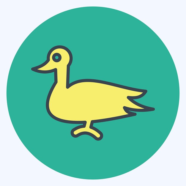 Icono Pato relacionado con Animales domésticos símbolo de color compañero diseño de estilo editable