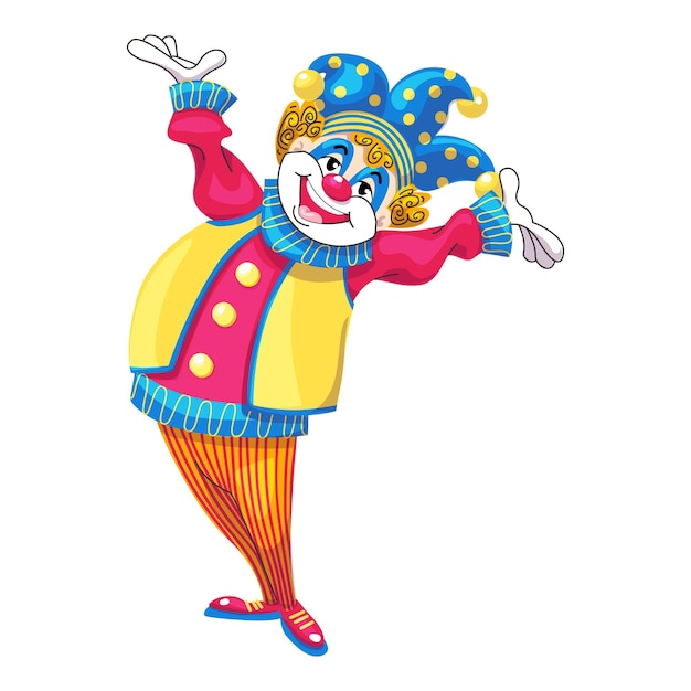 Icono de payaso feliz Caricatura de icono de vector de payaso feliz para diseño web aislado sobre fondo blanco