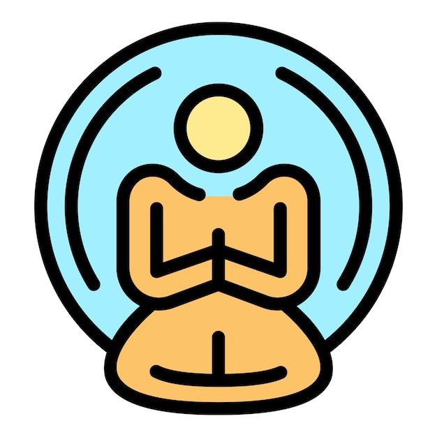 Icono de paz de meditación Contorno Icono de vector de paz de meditación para diseño web aislado en color plano de fondo blanco