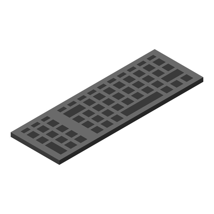 Vector icono de pc de teclado negro isométrico de icono de vector de pc de teclado negro para diseño web aislado sobre fondo blanco