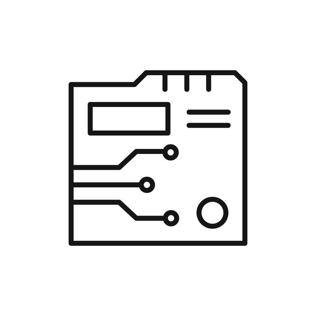 icono de PCB símbolo plano de línea delgada simple