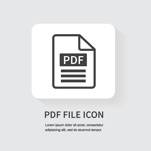 Icono pdf aislado sobre fondo blanco descargar archivo pdf ilustración vectorial