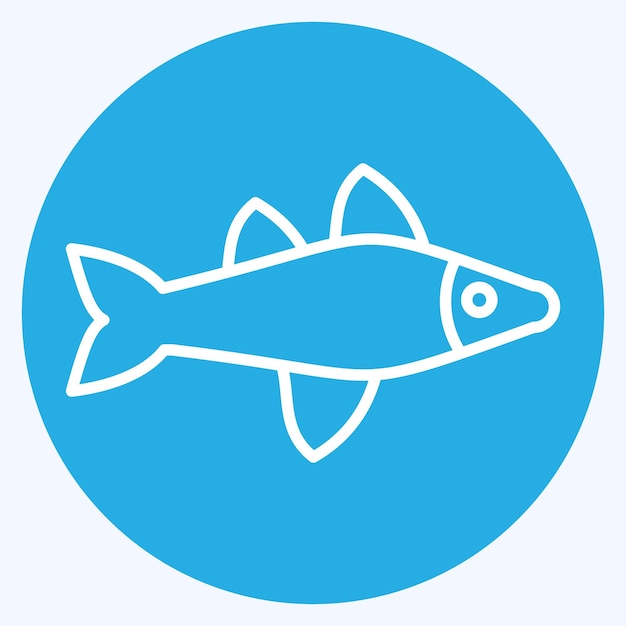 Icono Peces relacionados con el símbolo del mar ojos azules estilo ilustración simple