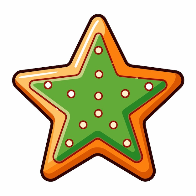 Icono de pegatina dibujado a mano de la estrella de la galleta de Navidad concepto ilustración aislada