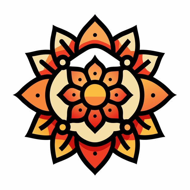 Vector icono de pegatina dibujado a mano de mandala concepto de ilustración aislada