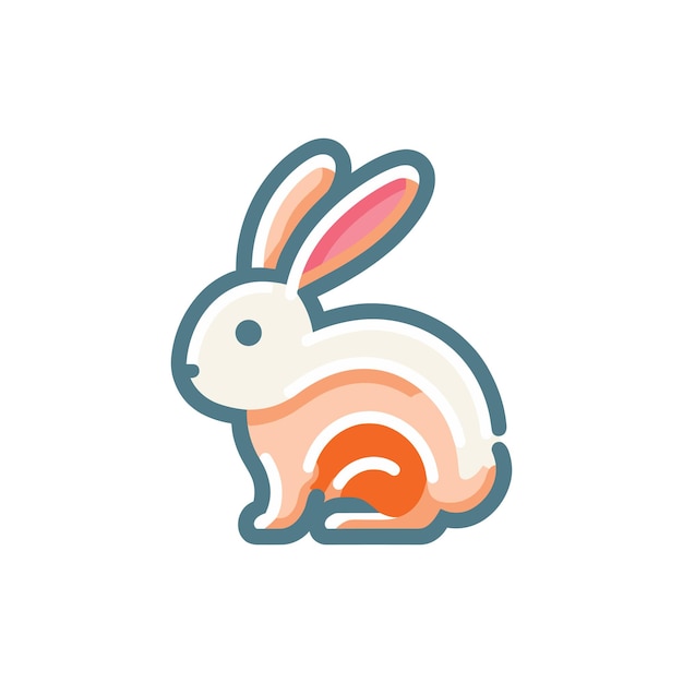 El icono de la pegatina de dibujos animados del conejo hamster de Pascua concepto ilustración aislada
