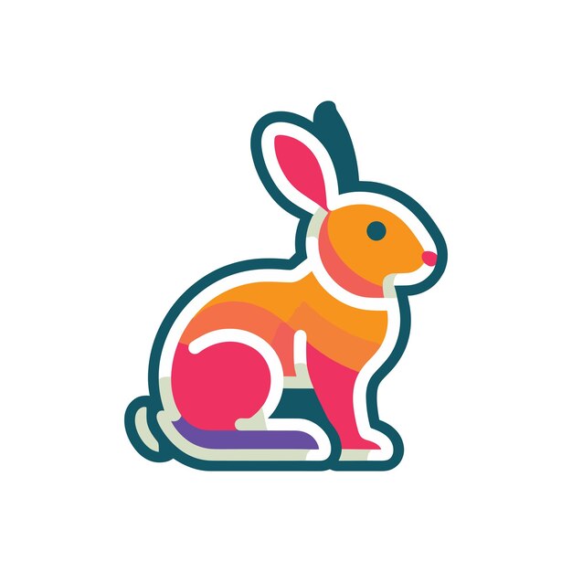 El icono de la pegatina de dibujos animados del conejo hamster de Pascua concepto ilustración aislada