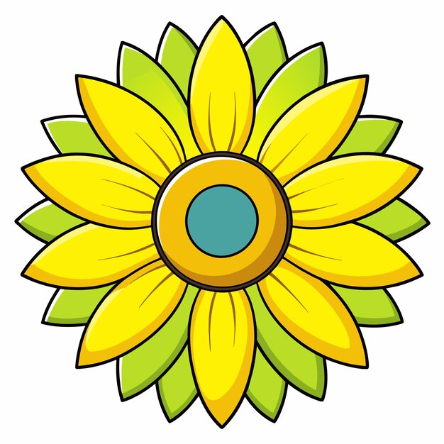 Vector icono de pegatina de girasol amarillo brillante dibujado a mano concepto de ilustración aislada