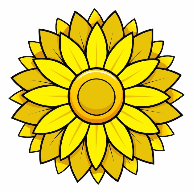 Vector icono de pegatina de girasol amarillo brillante dibujado a mano concepto de ilustración aislada