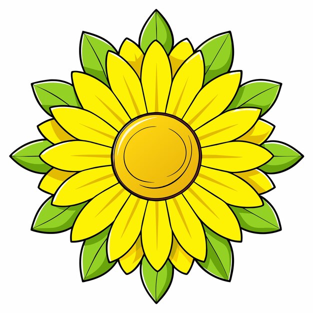 Vector icono de pegatina de girasol amarillo brillante dibujado a mano concepto de ilustración aislada