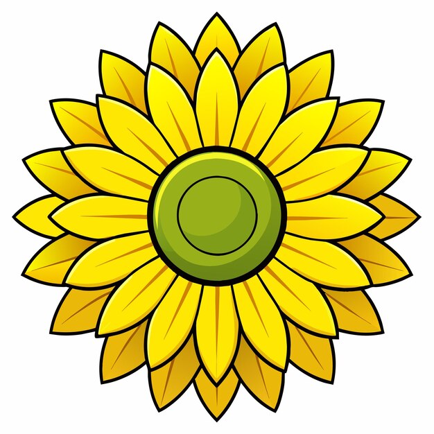 Vector icono de pegatina de girasol amarillo brillante dibujado a mano concepto de ilustración aislada