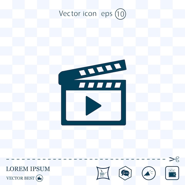 Icono de película de color negro vectorial