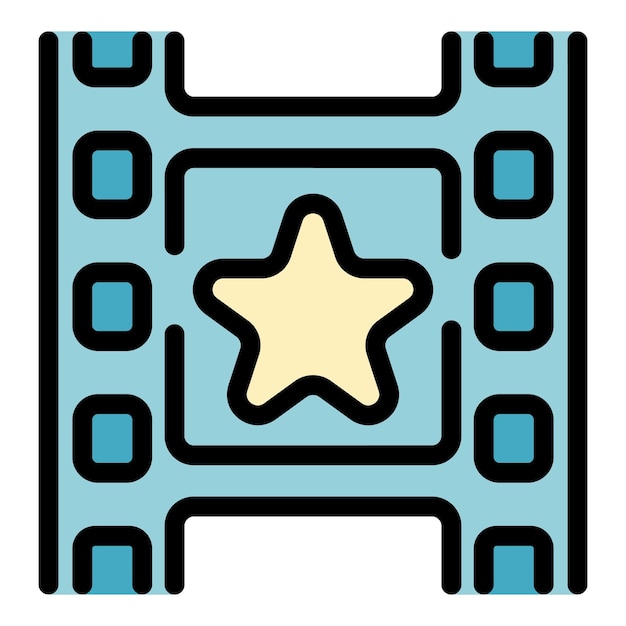 El icono de la película de las estrellas El contorno del icono del cine de las estrellas Vector color plano aislado