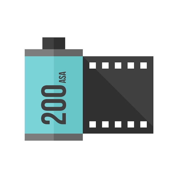 Icono de película fotográfica en estilo de color plano