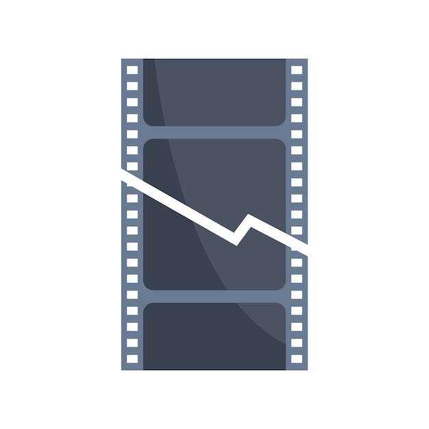 Icono de película recortada vector plano Cortar vídeo Tijeras editar aislado