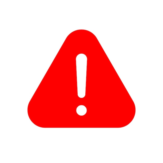 Ícono de peligro triangular rojo, señal de advertencia vial, señal de alerta, punto de exclamación, ícono de advertencia