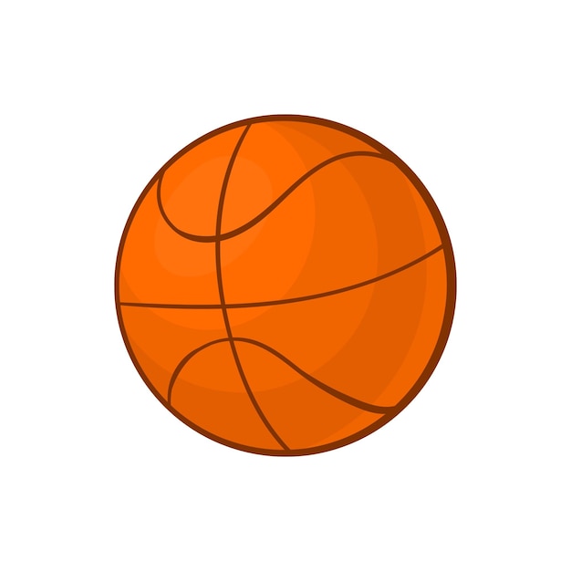 Icono de pelota de baloncesto en estilo de dibujos animados sobre un fondo blanco