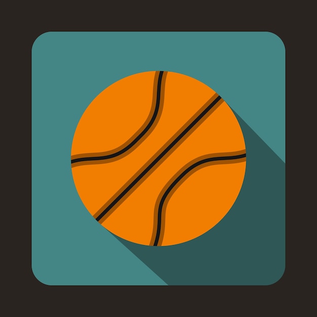 Icono de pelota de baloncesto en estilo plano sobre un fondo azul