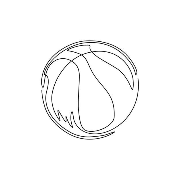 Icono de pelota de baloncesto de un solo dibujo de una línea Equipo atlético Bola texturizada para vector deportivo