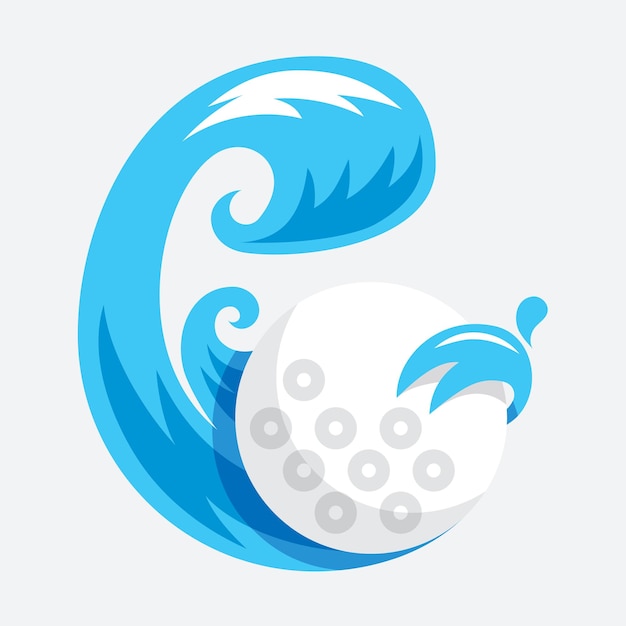 Vector icono de la pelota de golf de ola de agua