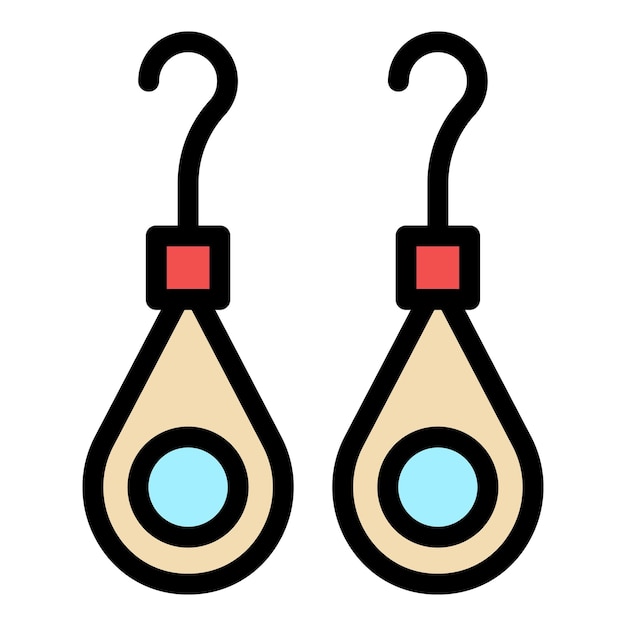 Icono de pendientes colgantes Contorno pendientes colgantes icono vectorial color plano aislado