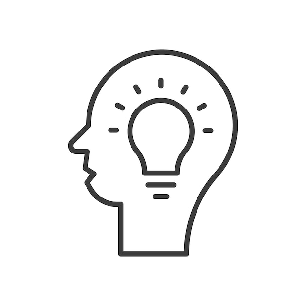 Icono de pensamiento conjunto mente o cabeza pictograma conocimiento humano memoria signo pensamientos o ideas icono conjunto en estilo negro lleno y delineado