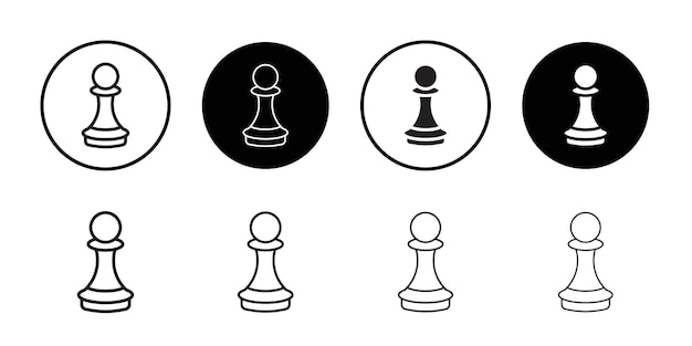 Icono de peón de ajedrez Line Art Conjunto de logotipos
