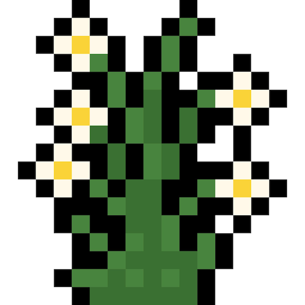 El icono de la pequeña flor blanca del arte de píxeles 2