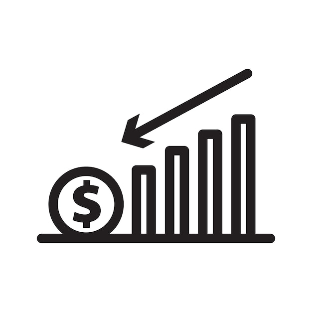 Icono de pérdida económica Vector de arte de línea negra
