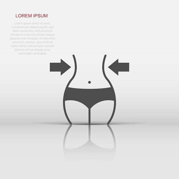 Icono de pérdida de peso en estilo plano Ilustración vectorial de vientre en fondo blanco aislado Concepto de negocio de cintura atlética