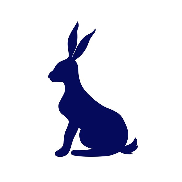 Icono de perfil de conejo personaje jackrabbit sentado vista lateral lindas tetas