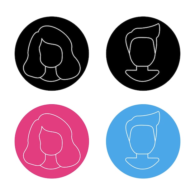 Icono del perfil Icones del avatar Conjunto de iconos del rostro masculino y femenino Silueta del perfil del avatar masculino y femenino Vector