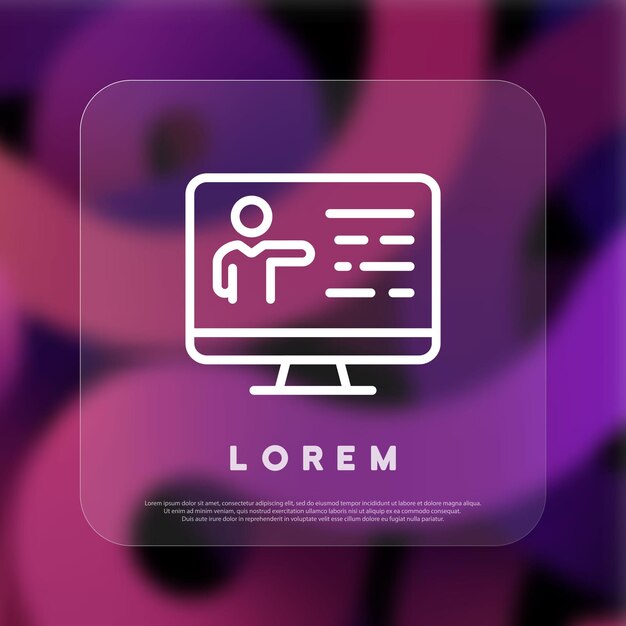 Icono de perfil personal Datos de medicina Licencia Estilo de morfismo de vidrio Icono de línea vectorial para negocios y publicidad