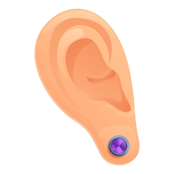 Vector icono de perforación de la oreja de la joya icono vectorial de performación de la orina de la joia para el diseño web aislado en fondo blanco