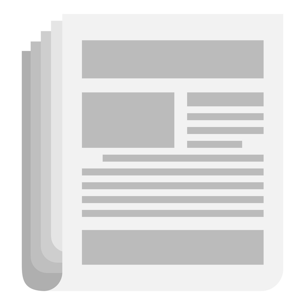Icono de periódico en estilo plano aislado sobre fondo blanco