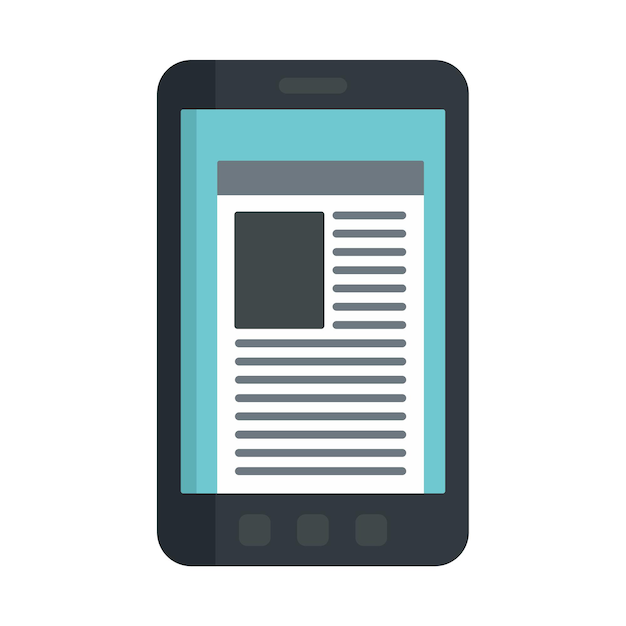 Icono de periódico de teléfono inteligente Ilustración plana del icono vectorial de periódico de smartphone para el diseño web