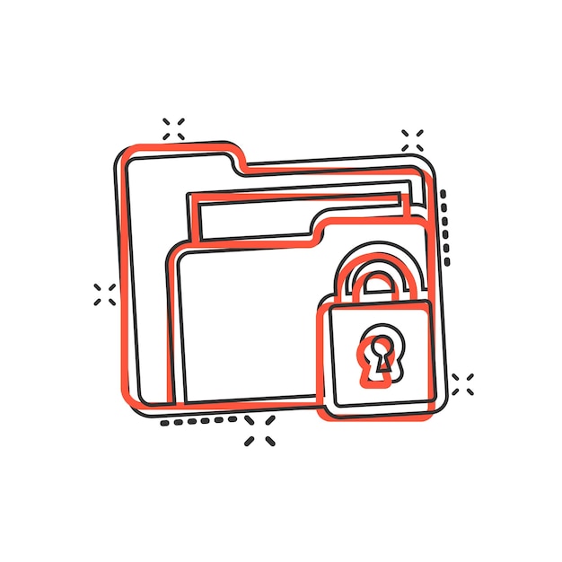Icono de permiso de carpeta de archivos en estilo cómico Acceso al documento Ilustración vectorial de dibujos animados en fondo aislado Efecto de salpicaduras de archivo secreto