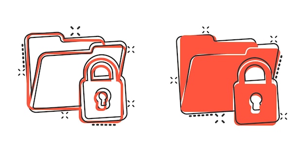 Icono de permiso de carpeta de archivos en estilo cómico Acceso a documentos ilustración vectorial de dibujos animados sobre fondo aislado Efecto de salpicadura de archivo secreto signo concepto de negocio